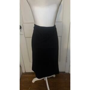 Vintage Black Knee-Length Pencil Skirt Classic Stretch Waist Back Slit Size 10